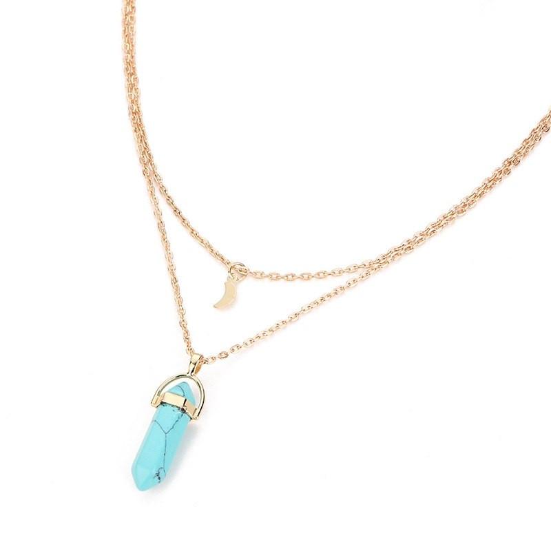 Natural Healing Stone Moon Necklace