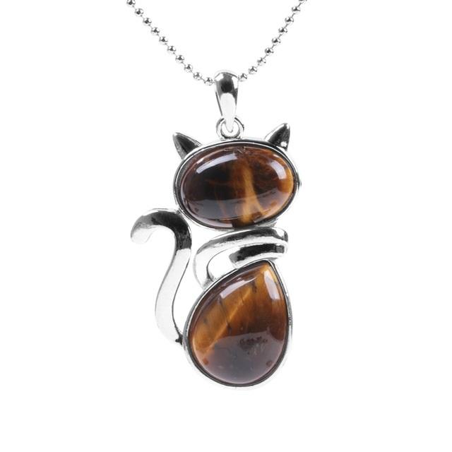 Natural Stone Cat Necklace