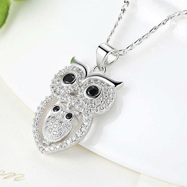 Owl White Gold Plated Necklace