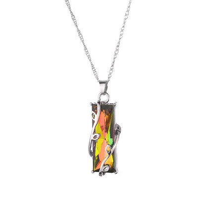 Rainbow Glass Leaves Necklace