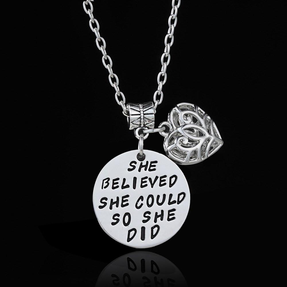 She Believed Inspirational Necklace