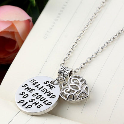 She Believed Inspirational Necklace