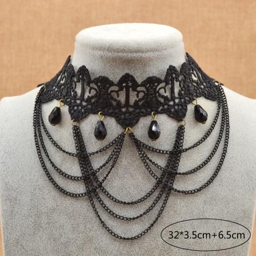 Victorian Black Gothic Crystal Choker Necklace