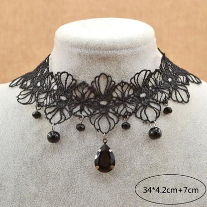 Victorian Black Gothic Crystal Choker Necklace