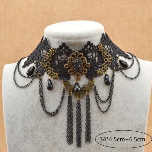 Victorian Black Gothic Crystal Choker Necklace