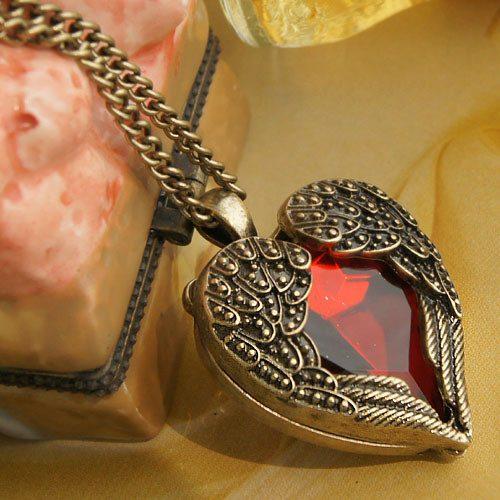 Crystal Heart Angel Necklace