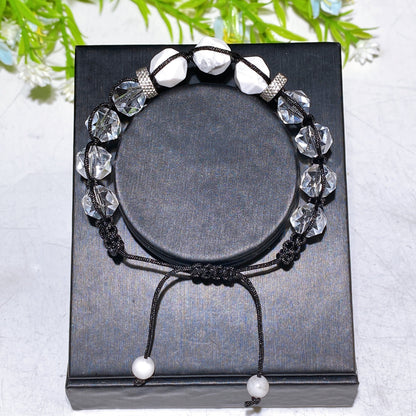 Obsidian Cross Adjustable Crystal Healing Bracelet 6mm & 10mm