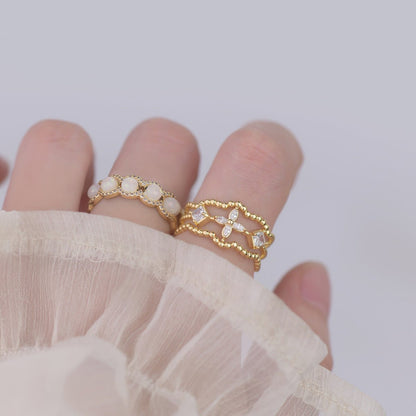 [] Opal Blossom Ring Set