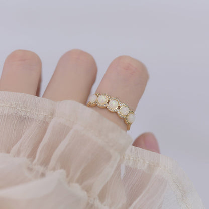 [] Opal Blossom Ring Set