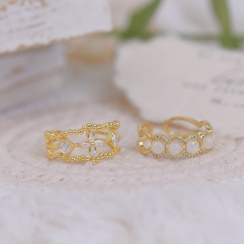 [] Opal Blossom Ring Set