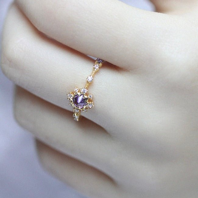 [] Orchid Halo Ring