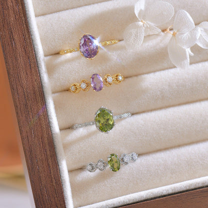 Oval Peridot Ring in Silver