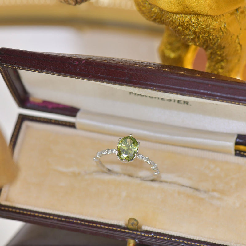 Oval Peridot Ring in Silver
