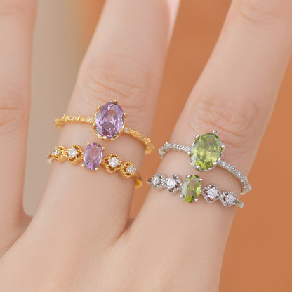 Oval Peridot Ring in Silver