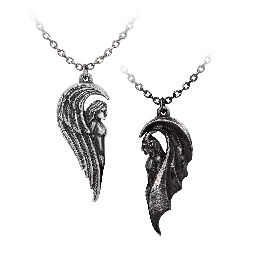 Dark Chemical Companions Angel and Demon Pendant Necklace by Alchemy Gothic