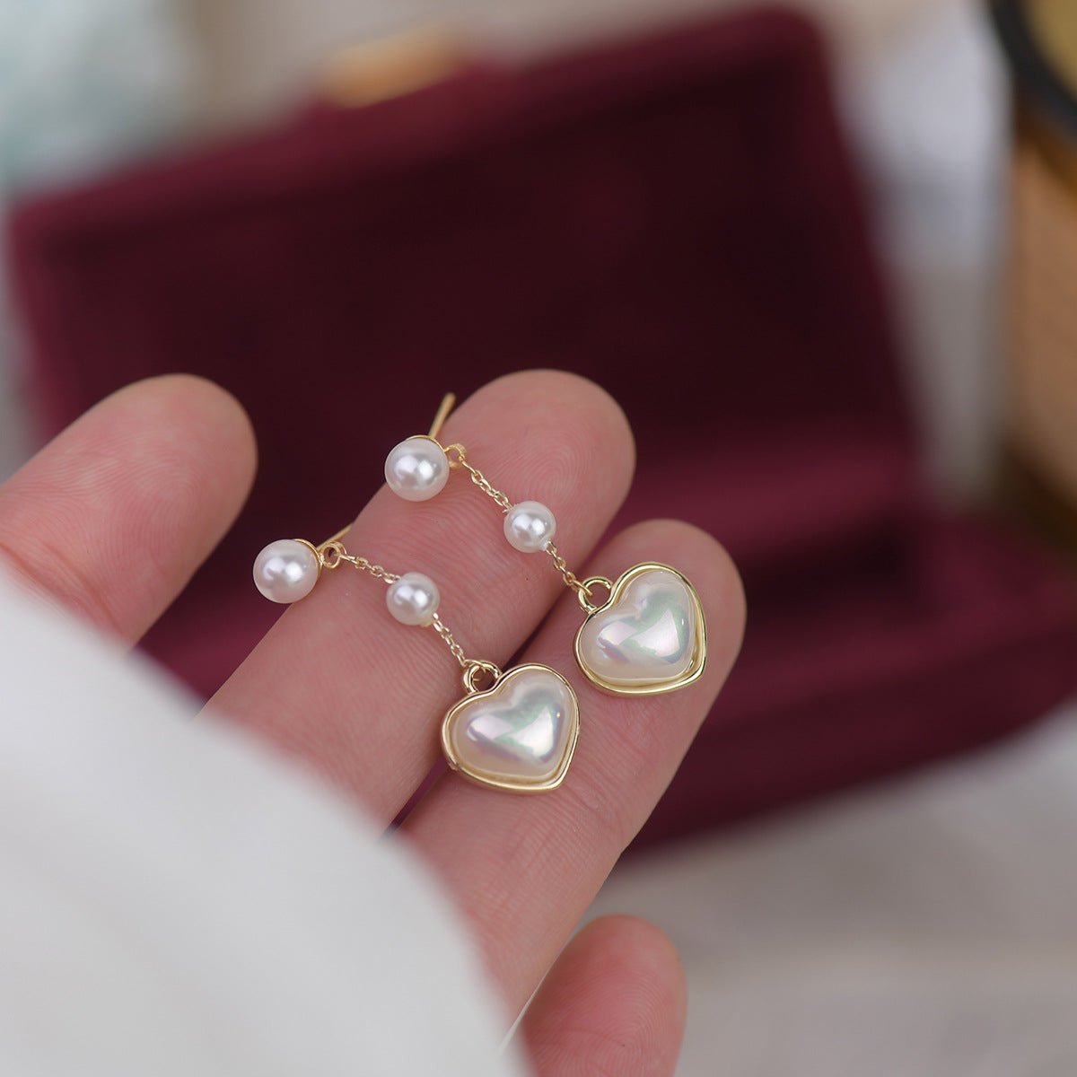 [sample ] Pearl Heart Earrings