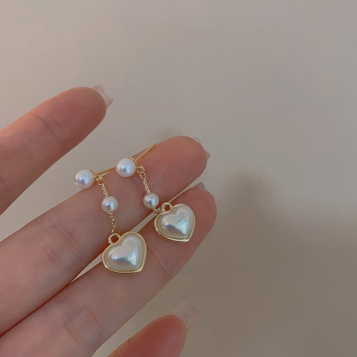 [sample ] Pearl Heart Earrings