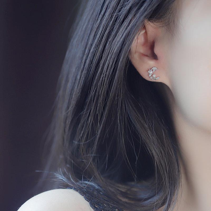 Pearly Moon Stud Earrings