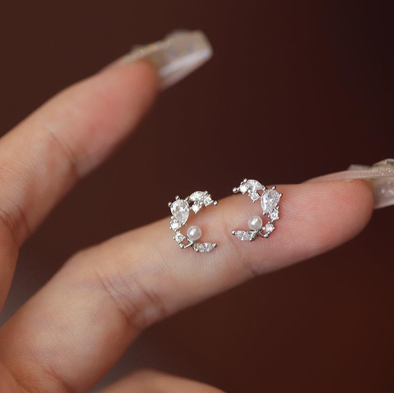 Pearly Moon Stud Earrings
