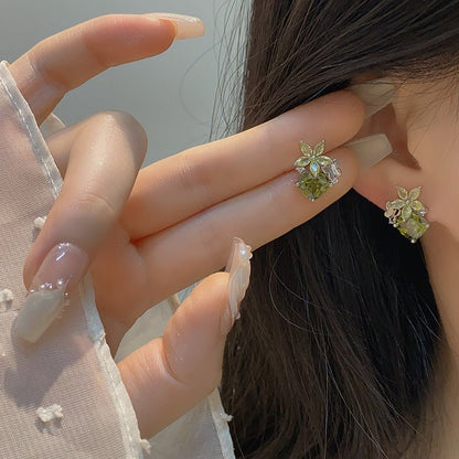 Peridot Flower Butterfly Earrings