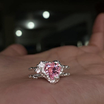 [] Pink Heart Ring