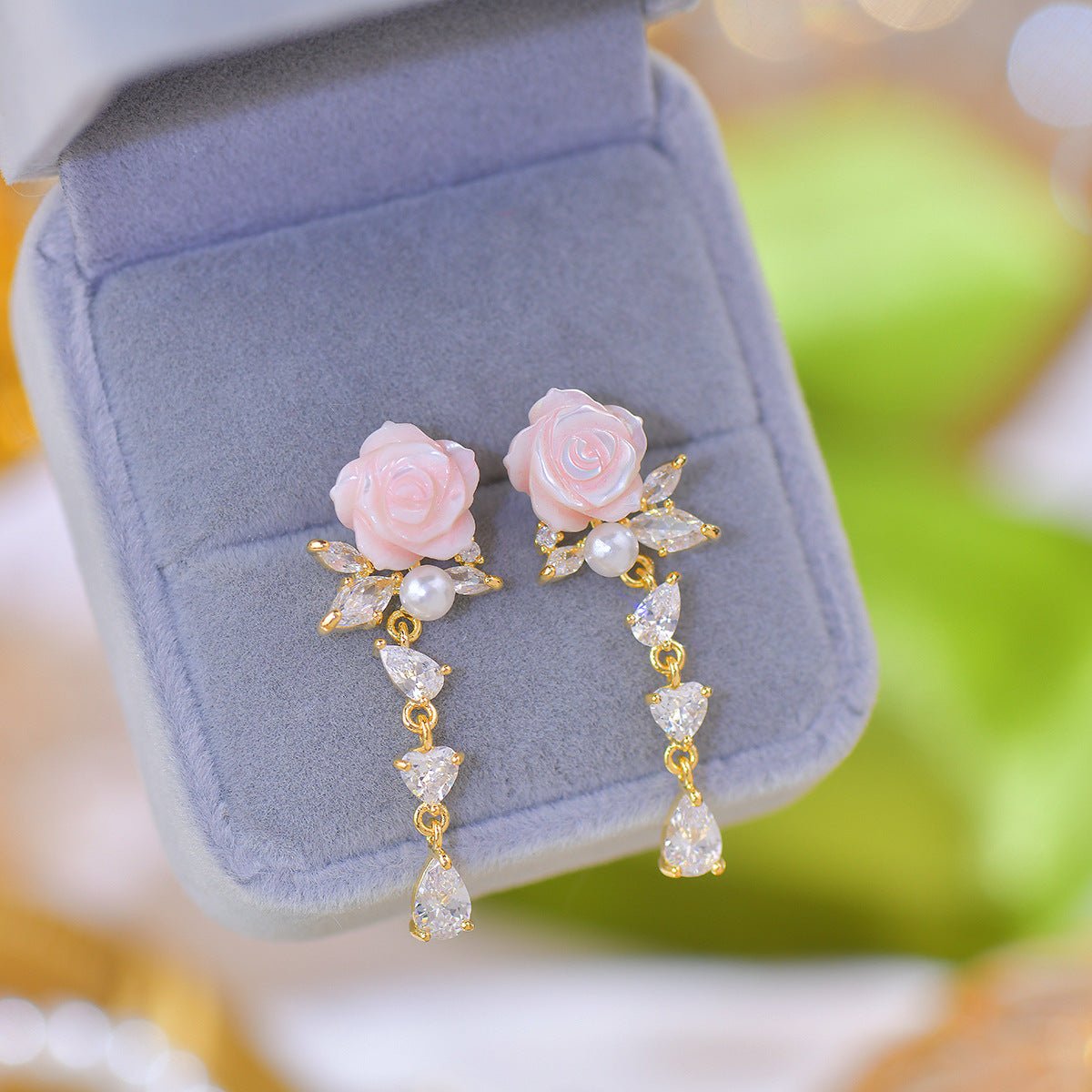 Talia Pink Rose Drop Earrings