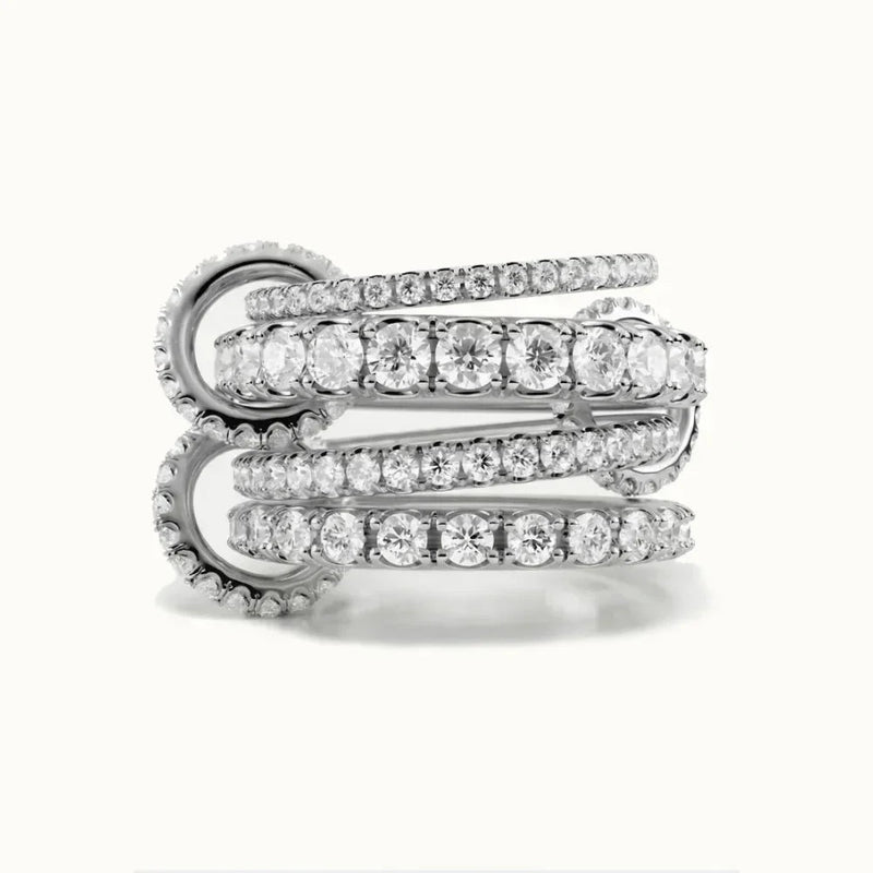 Hallie Stacked Diamond Silver Ring