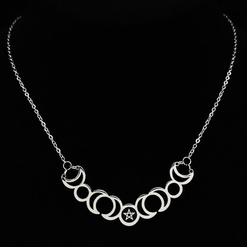Pentacle Triple Moon Goddess Necklace