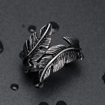 Feather Titanium Steel Wrap Ring