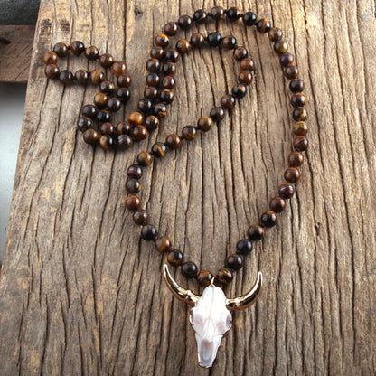 Buffalo Skull Real Stone Necklace