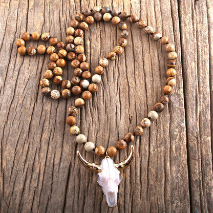 Buffalo Skull Real Stone Necklace
