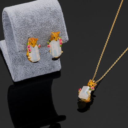 Fox Earrings & Necklace Set