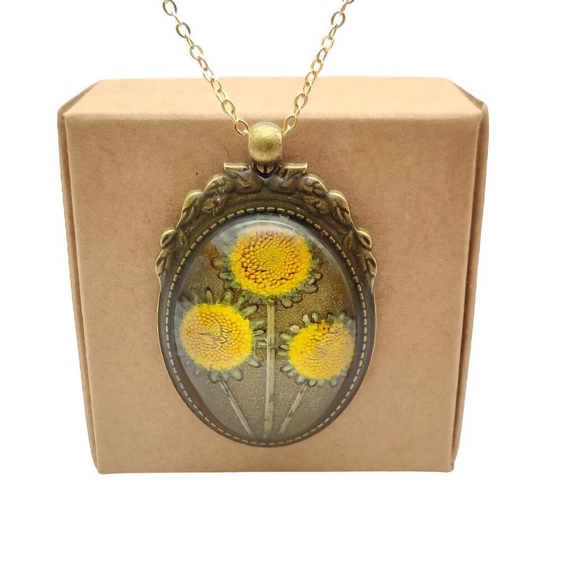 Handmade Real Sunflower Necklace