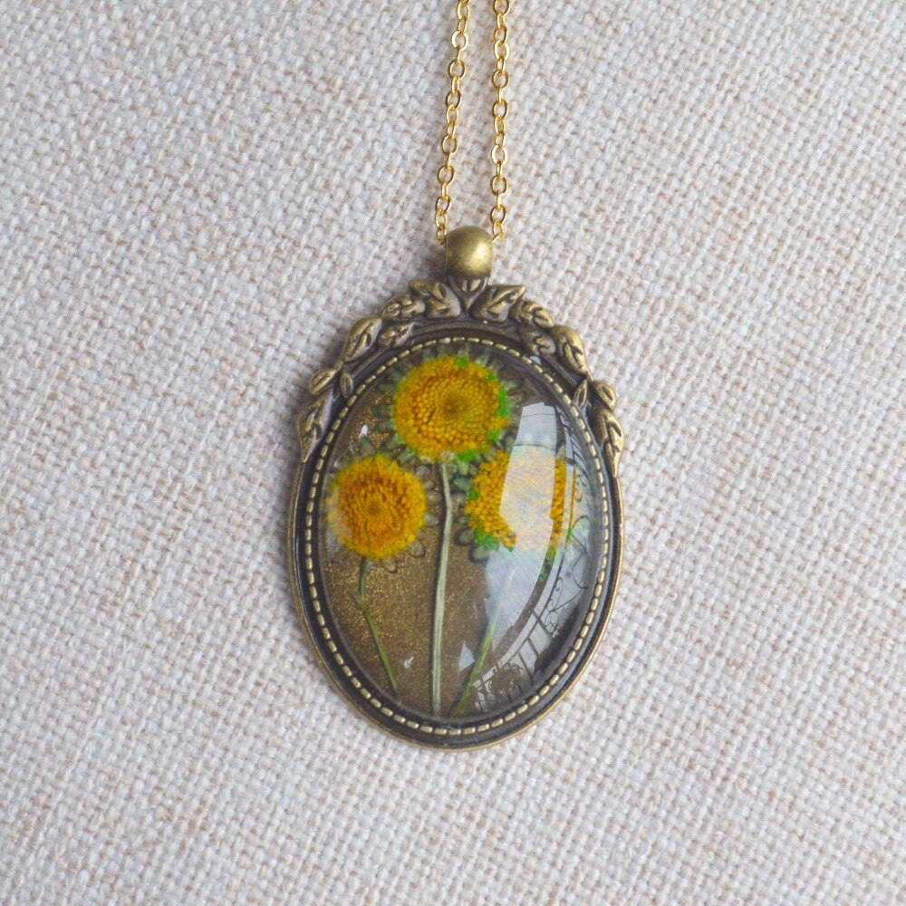 Handmade Real Sunflower Necklace
