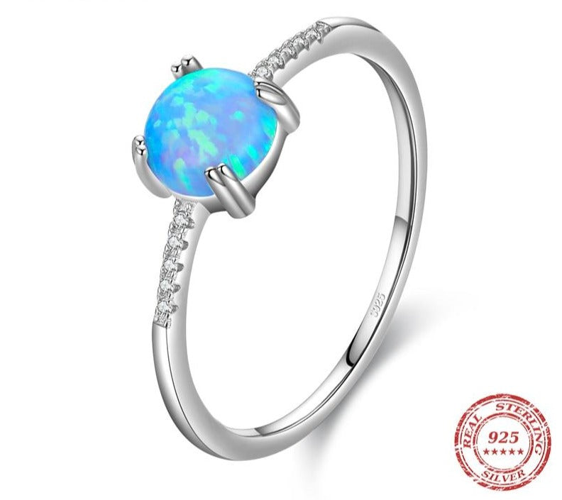 Sparkling Pale Blue Opal Ring