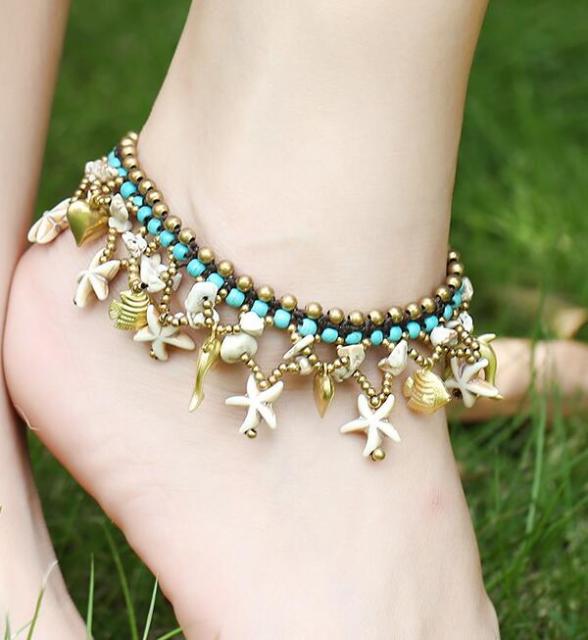 Starfish and Dolphin Anklet
