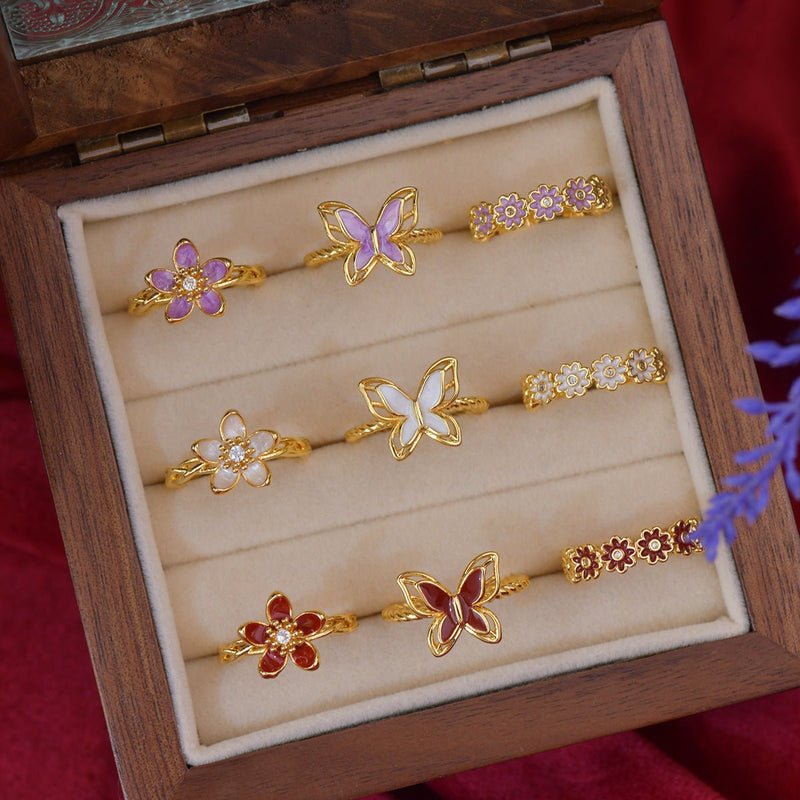 Purple Daisy Band Ring