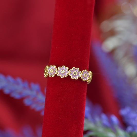 Purple Daisy Band Ring