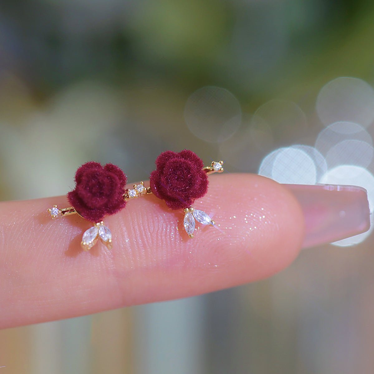 Red Rose Stud Earrings
