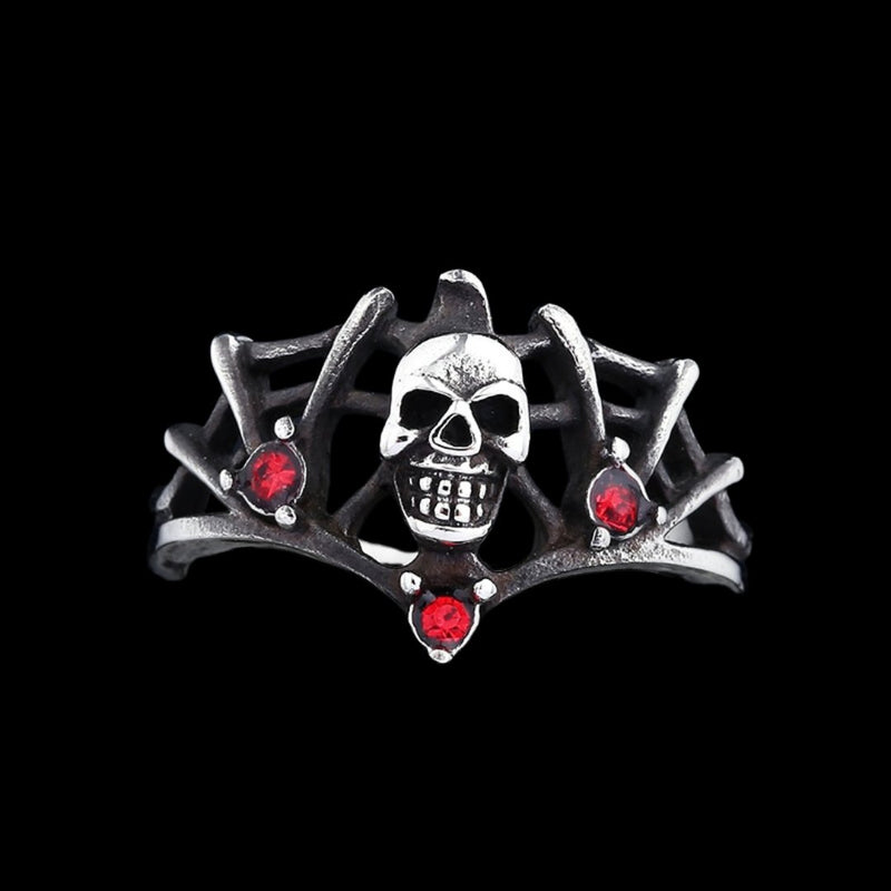 Red Stone Skull Ring