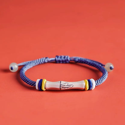 Red String 999 Sterling Silver Bamboo Enlightenment Bracelet