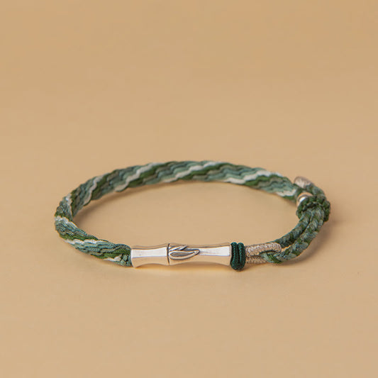 Red String Bracelet in 925 Sterling Silver With Bamboo Knot