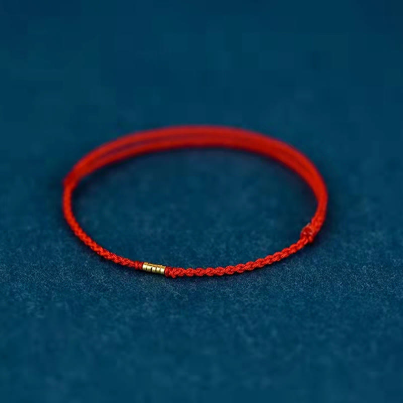 Red String Bracelet With Lucky Golden Beads | Protection & Luck