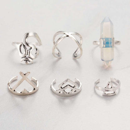 6 Pieces Crystal Ring Set