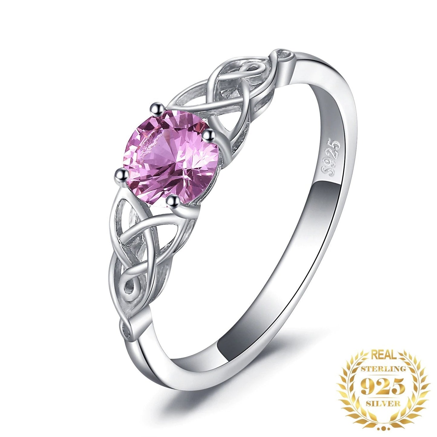 Celtic Pink Sapphire Silver Ring