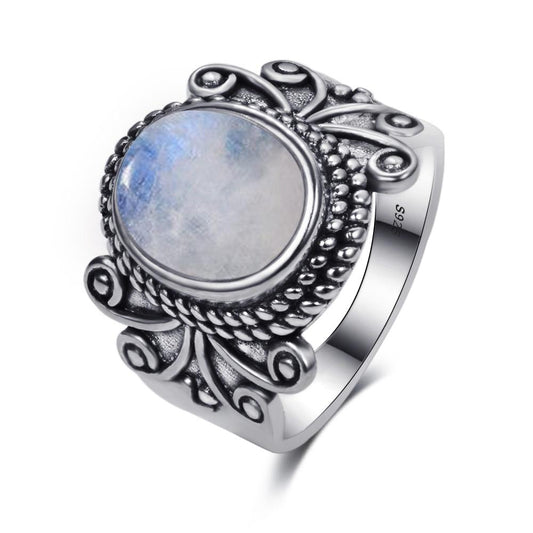Classic Oval Moonstone Silver Ring