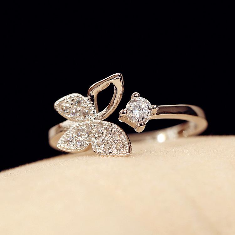 Crystal Butterfly Sterling Silver Ring