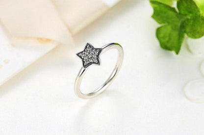 Crystal Star Sterling Silver Ring