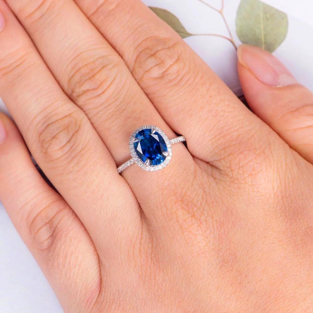 Blue Crystal Silver Ring
