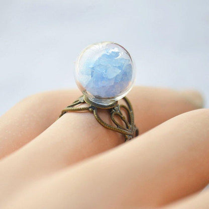 Glow in the Dark Glass Ball Heart Ring